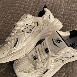 New Balance White and Navy Sneakers